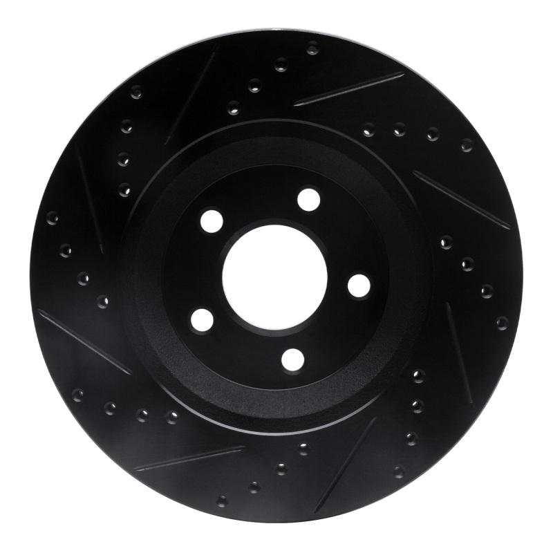Ford Mustang Brake Rotor (1) - Front Right - R1 Concepts - Drilled & Slotted - Black - `05-`14